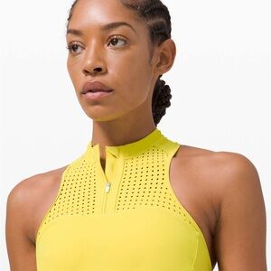 lululemon athletica Unleash Strength Bra Neon Yellow Zip-Front Athletic Top | 8